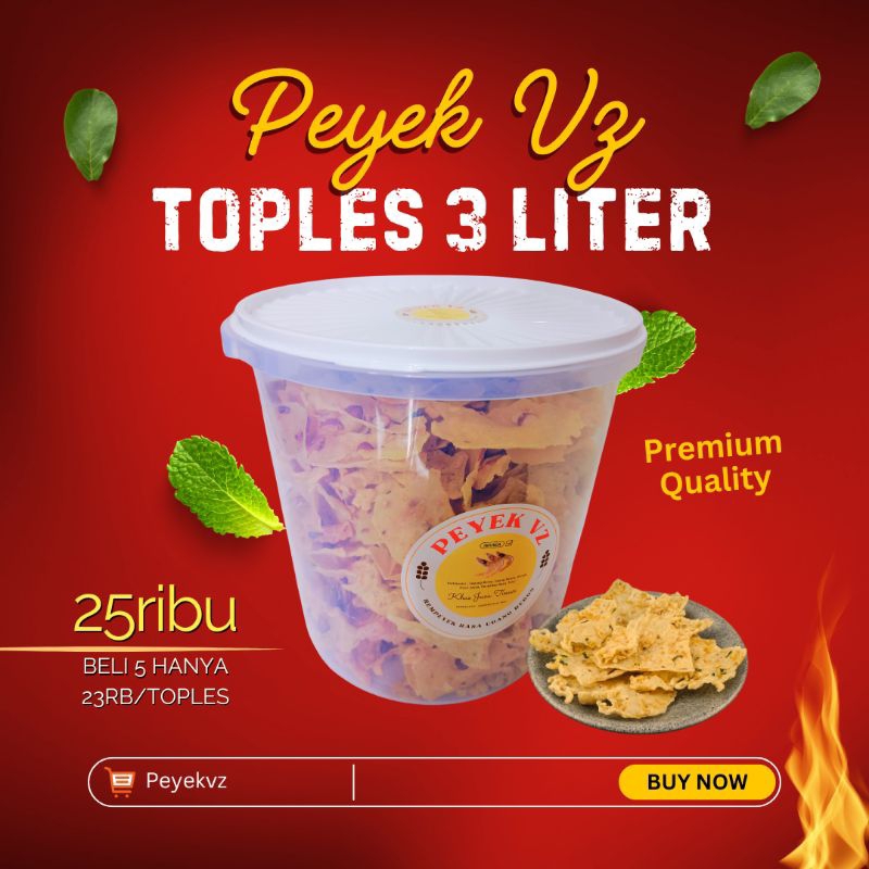 

PEYEK VZ - TOPLES 3 LITER Rempeyek Renyah, Murah, Gurih, Enak| Oleh-Oleh Khas Jawa Timur