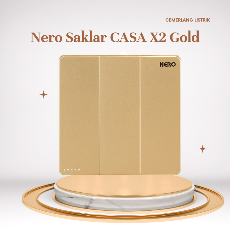 Nero Saklar Triple Hotel Nero Casa Gold X21032 -G / Saklar Hotel Nero Casa X2 Gold