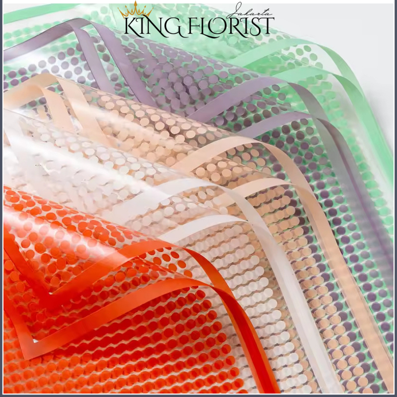 

Flower Wrapping Polkadot Cellophane Kertas Buket Bunga Transparan List Florist Ecer 6189