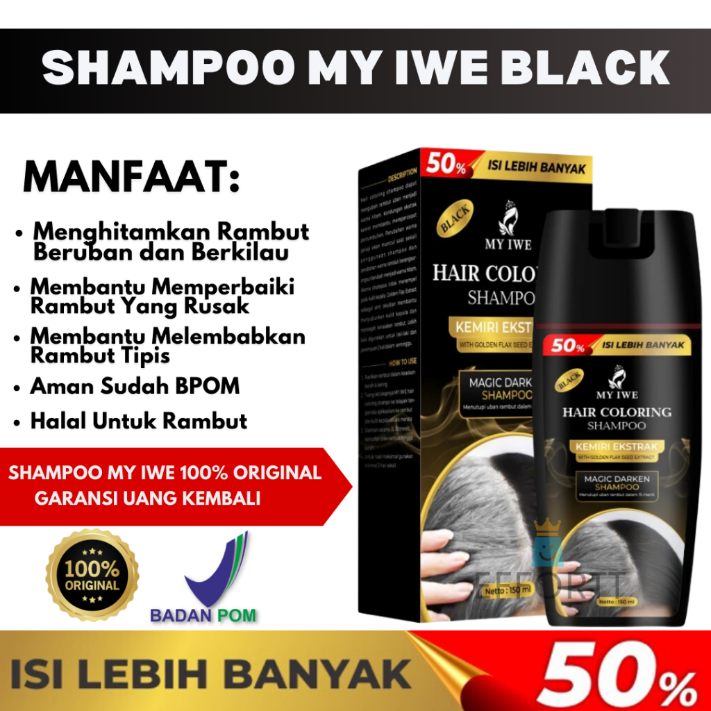 My Iwe Hair Coloring Shampoo Shampo Anti Uban Sampo Penghitam Rambut uban