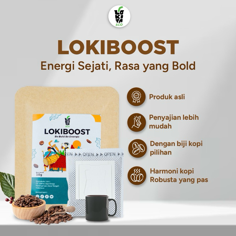 

Kopi Drip Bag PREMIUM ROBUSTA (100% COFFEE) Lokiboost