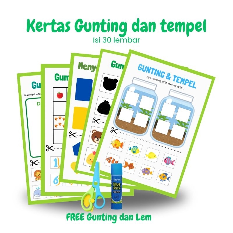 

kertas gunting tempel / lembar gunting tempel / free gunting dan lem