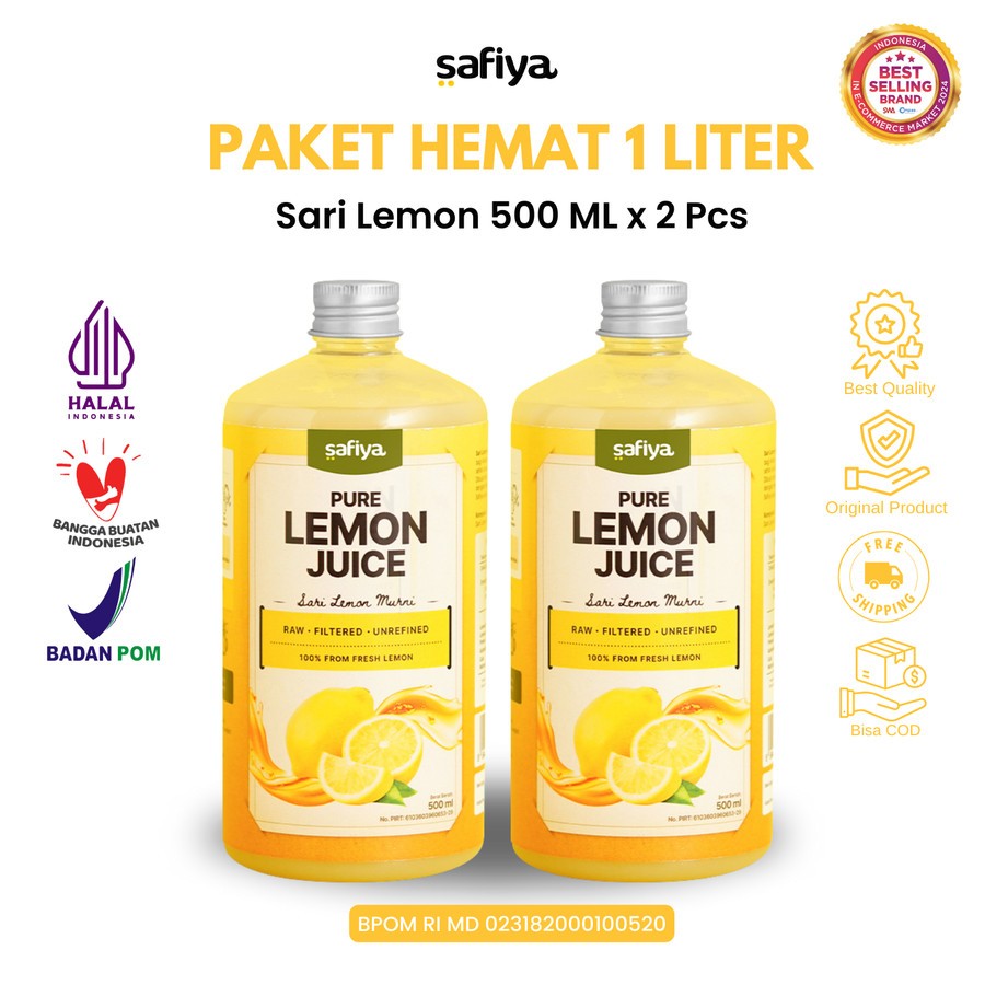 

Safiya Sari Lemon 1 Liter Pure Lemon Fresh 100% Murni SnackRia