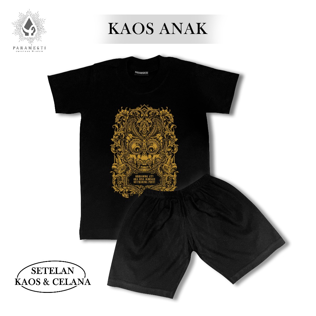 Paramesti Setelan Kaos Celana Anak Kridaning Ati T-shirt Laki-laki Pria Perempuan Cotton Katun Combe