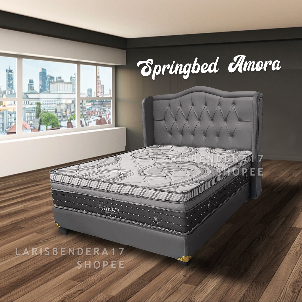 Set Dipan + Kasur Spring bed Amora dari Olympic. 160x200 - 180x200. Garansi Per 20 Tahun. Matras/kas