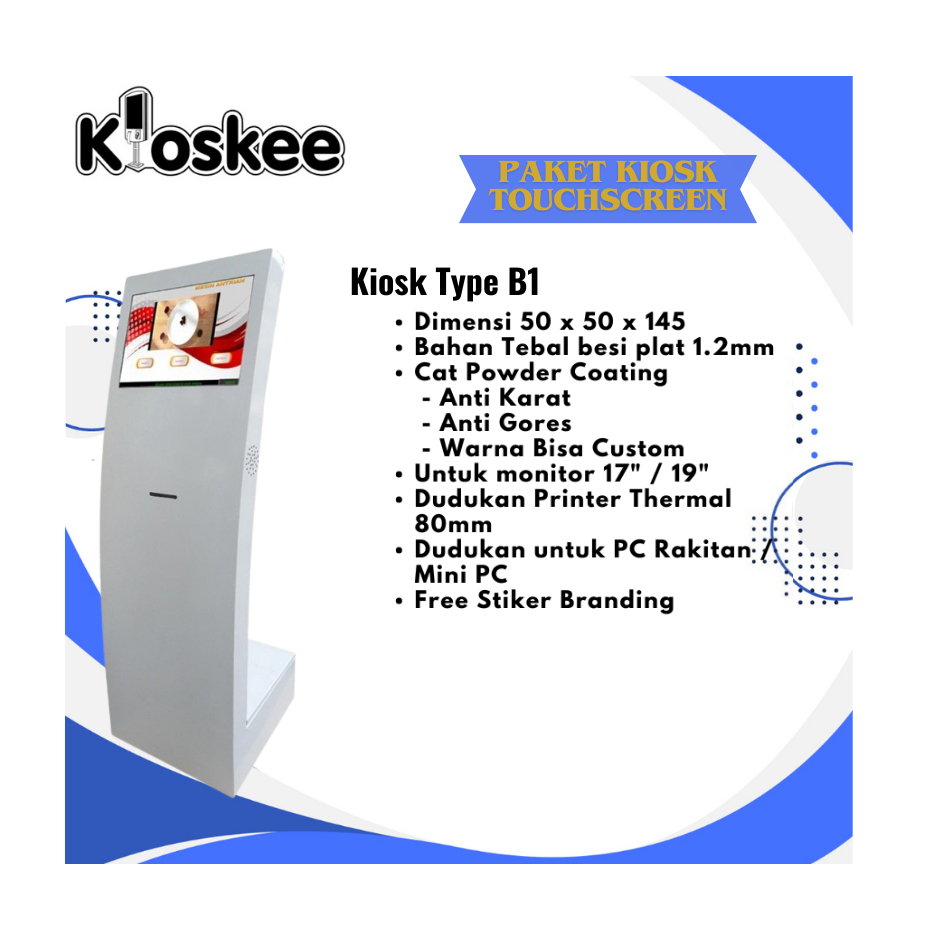 Kioskee Box Mesin Antrian Casing Kiosk dg Monitor Touchscreen Free Software dan Branding