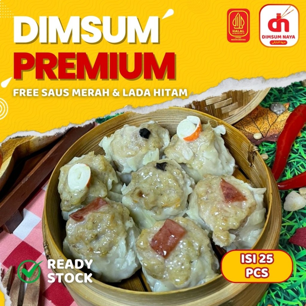 

Dimsum Ayam Premium Frozen isi 25 Pcs Free Saus Merah & Lada Hitam