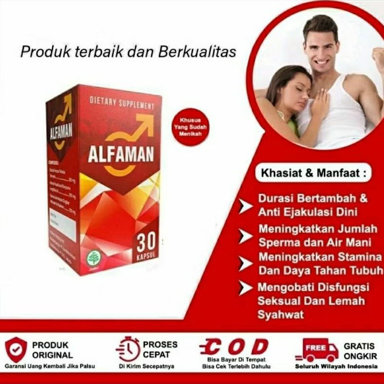 Alfaman Original Untuk Stamina Pria 1 Botol Isi 30 Kapsul