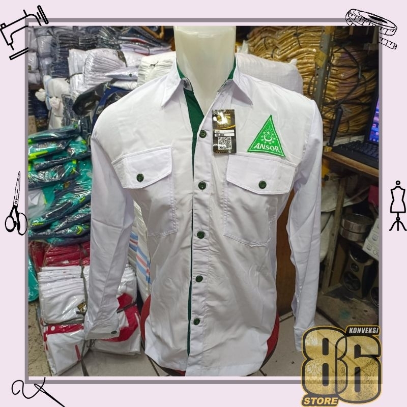 Kemeja Ansor panjang kemeja ormas  custom bordir