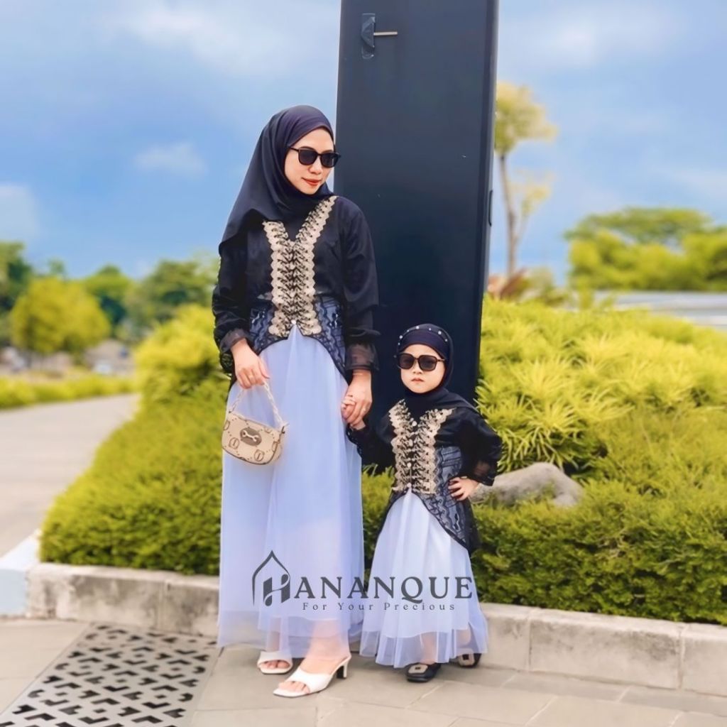 Hananque Moana Brukat Malika Couple Ibu dan Anak Usia 1-13 Tahun Set Rok Tunik Brukat Lace