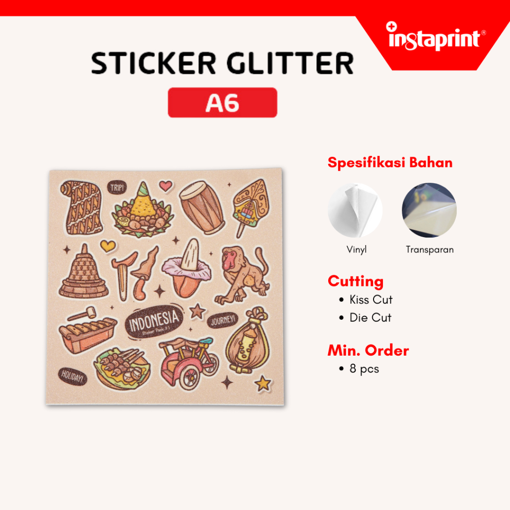

Cetak Cutting Custom Sticker Glitter A6 I Sticker Pack Custom A6