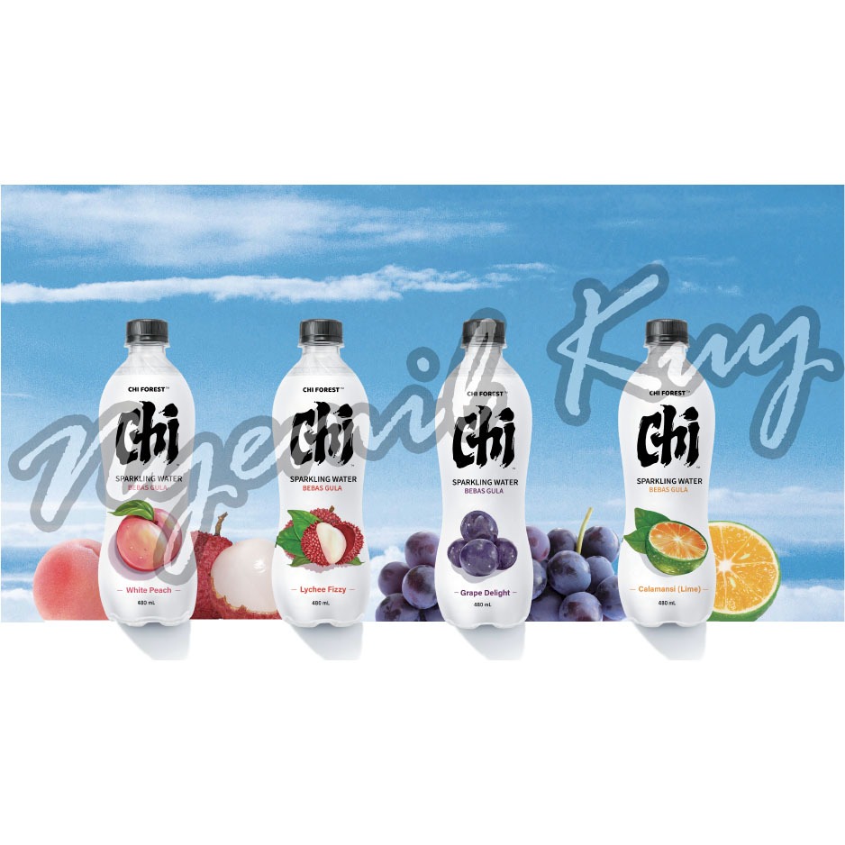 

[4 VARIAN] CHI Forest Sparkling Water White Peach Lychee Fizzy Calamansi Lime Grape Delight - Minuman Soda Bebas Gula - Minuman 0 Sugar 0 Kalori 0 Fat 480ml