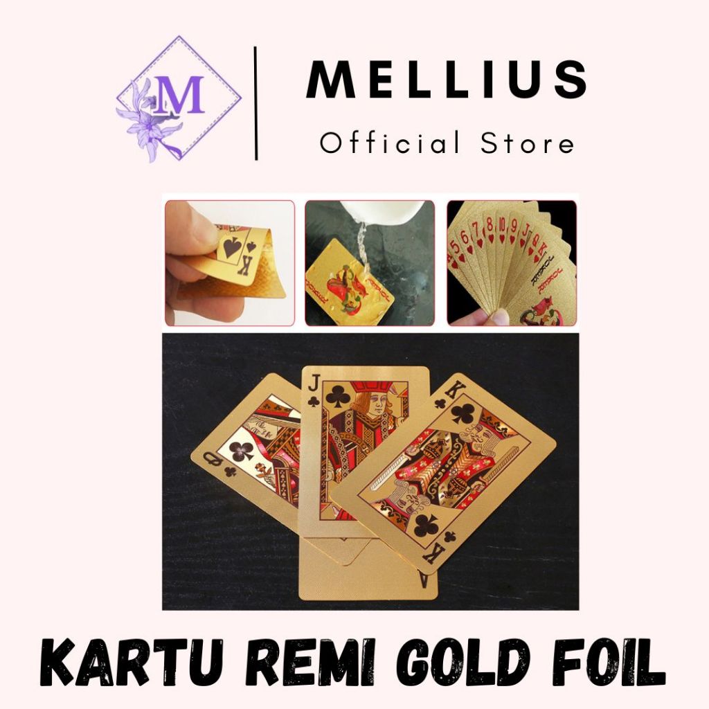 Golden Poker Card Kartu Remi Gold Foil Plastik Emas Anti Air Basah Bisa Dicuci Sangat Mulus dan Enak