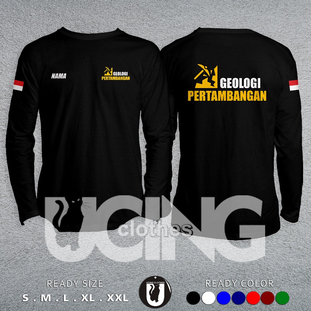 Kaos Baju Geologi Pertambangan Gratis Nama Kamu Lengan Panjang Kaos Distro