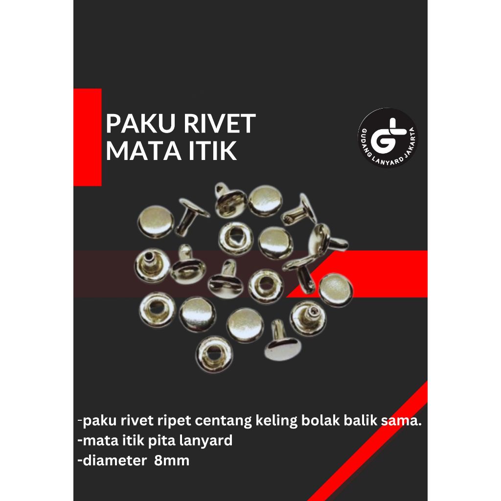 

paku rivet ripet centang keling bolak balik mata itik pita lanyard 8mm