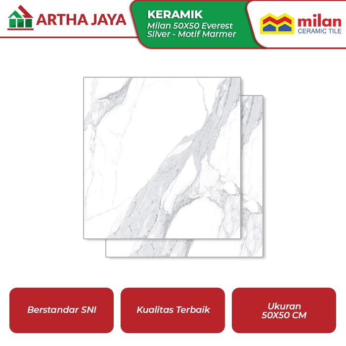 MILAN 50X50 EVEREST SILVER / KERAMIK LANTAI MOTIF MARMER
