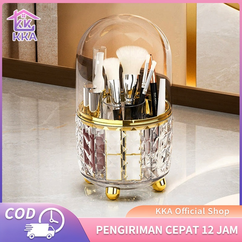 Rak Makeup Kosmetik Crystal Transparan Aesthetic Putar 360 Derajat - Make Up Organizer