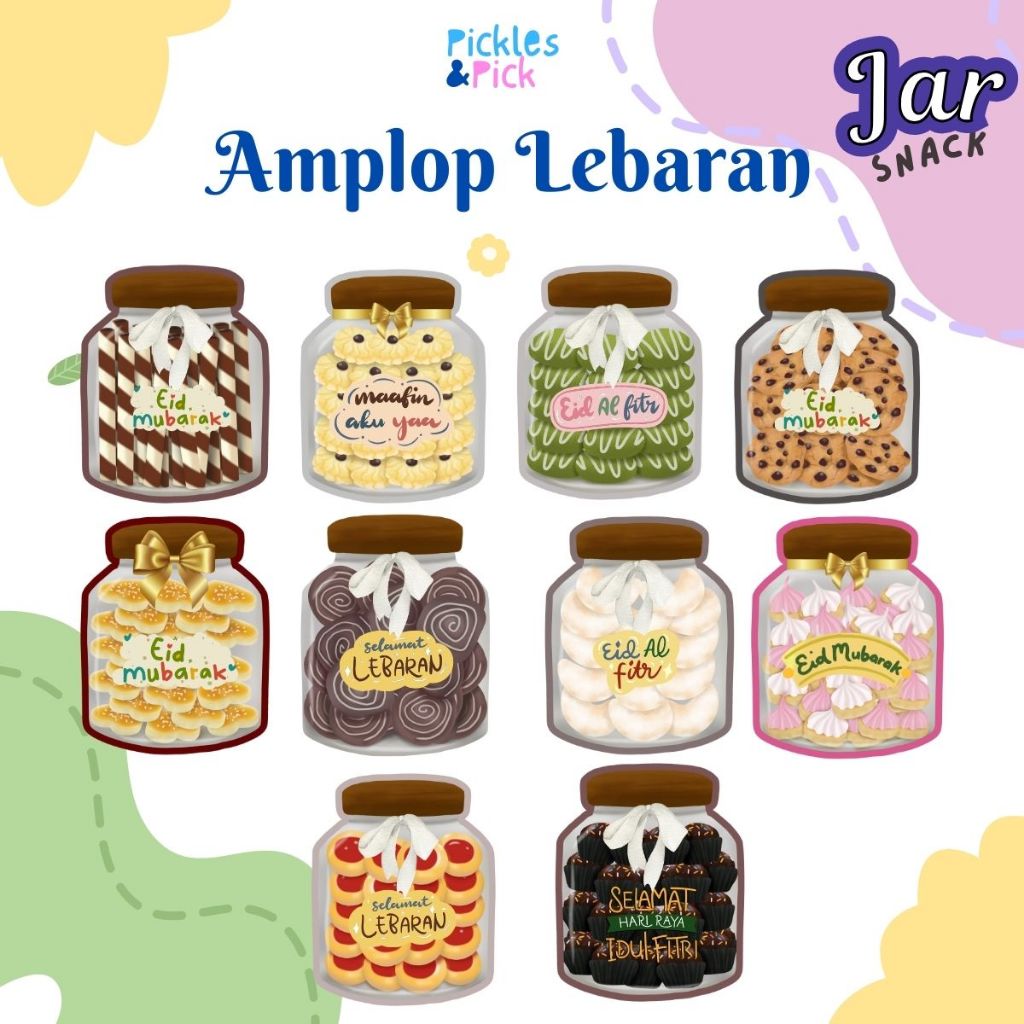 

(ISI 9PCS) Amplop Lebaran Toples Kue 3D | 1 Muka | THR | Angpau