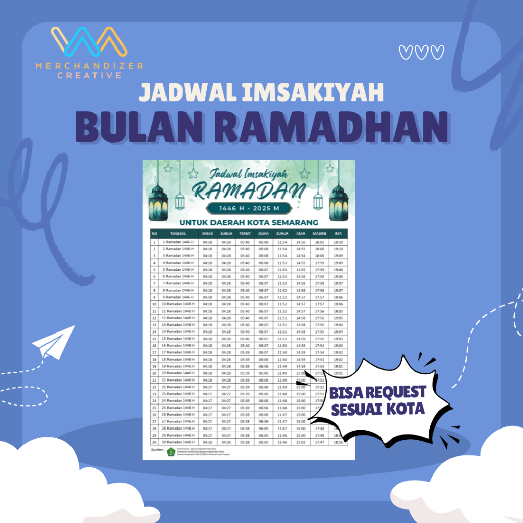 

CETAK JADWAL IMSAKIYAH BULAN RAMADHAN 2025 - Bisa Request Sesuai Kota Cetak Sehari Jadi