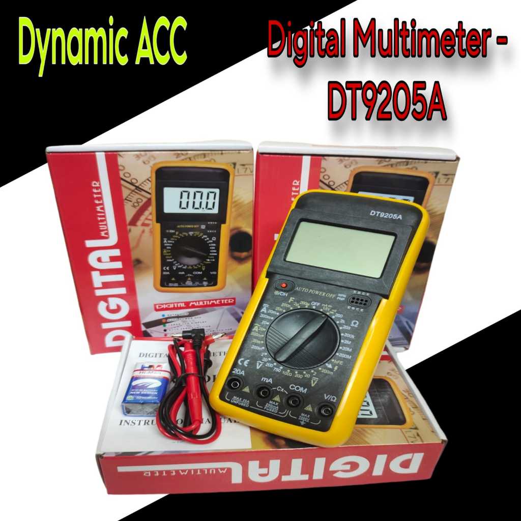 Digital Multimeter DT 9205 / Multitester Digital DT 9205A / Avometer DT-9205A Paket Alat tester