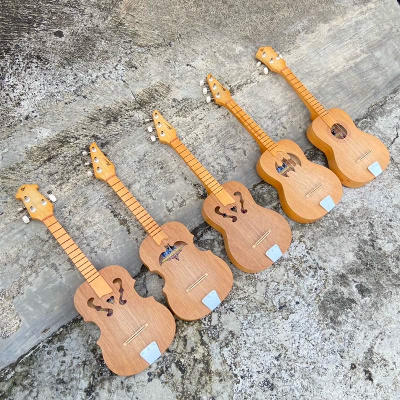 Ukulele senar 3 motif pare kayu sengon tebal kuat kokoh suara jring