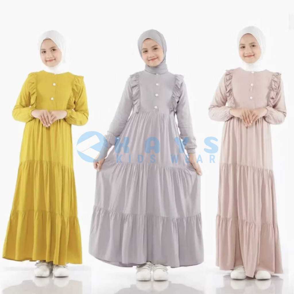 KAYS - Gamis Anak Hitam Perempuan Premium Umur 11 12 Tahun Model Terbaru