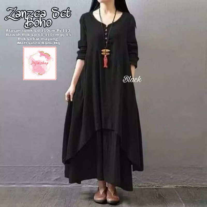 •JEJU• ZANZEA SET BOHO SETELAN TUNIK DAN ROK JUMBO READY STOCK