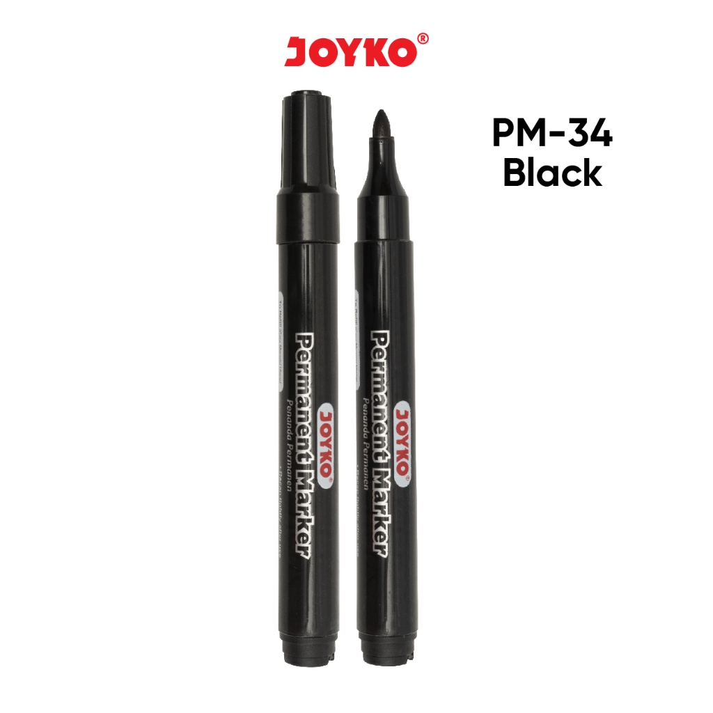 

GROSIR ISI 12 PCS SPIDOL PERMANEN MARKER HITAM JOYKO PM-34 JUMBO