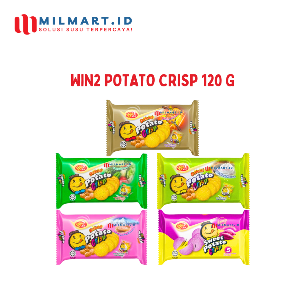 

WIN2 POTATO CRISP 120G BISKUIT RASA BBQ/VEGETABLE/HALILAYA SALT/SOUR CREAM/ SWEET POTATO CAMILAN WIN WIN