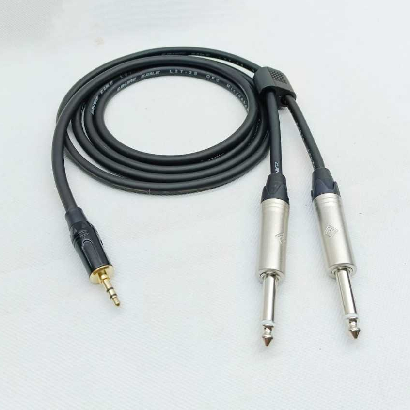 kabel hp ke mixer 3,5 stereo to 2 akai 6,5 male 5-10 meter High Quality