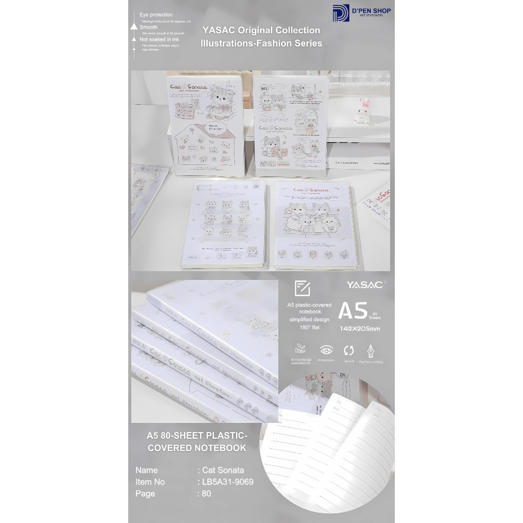 

[ORIGINAL] Buku Catatan notebook A5 80 Lembar Notepad Cover Plastik ESAER Cat Sonata
