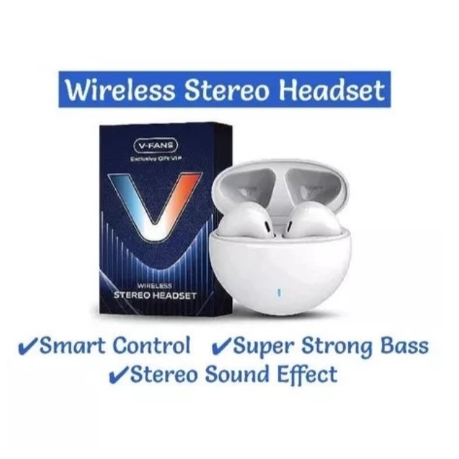 Headset Handsfree Bluetooth TWS Vivo V-Vans / V-Fans Ori Black Only