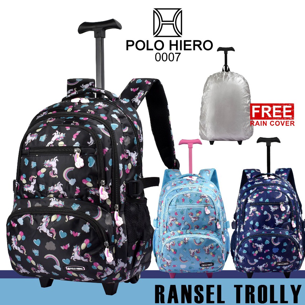 KODE F37W Polo Hiero Tas Trolly Polo Hiero 7 Tas Roda Ransel Sekolah Tas Trolly Anak