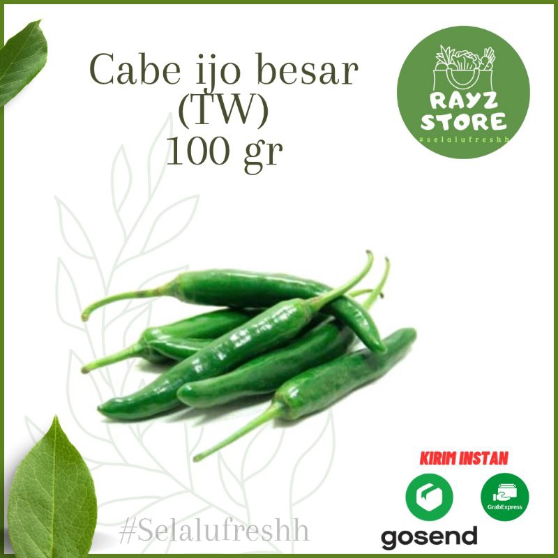 

Cabai/Cabe Hijau/Ijo Besar TW fresh 100 gr