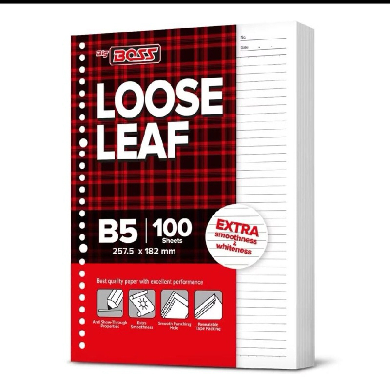 

BigBoss / BTL Loose Leaf B5 100 Lembar/Isi Binder Ukuran B5 isi 100 Lembar Bergaris/Loose Leaf Big Boss B5 100 Lembar