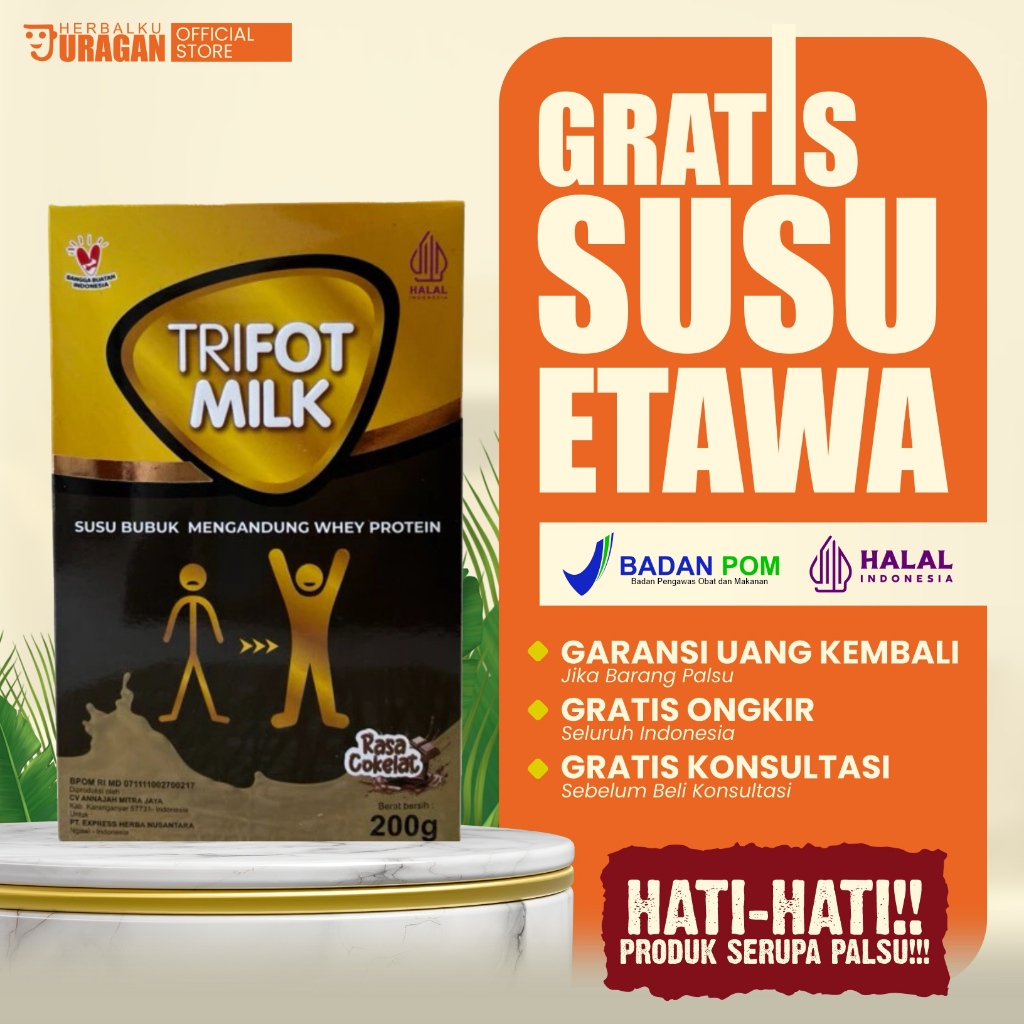 

TRIFOT MILK Penggemuk Badan Susu BPOM || Naik 3–10kg | Coklat HALAL