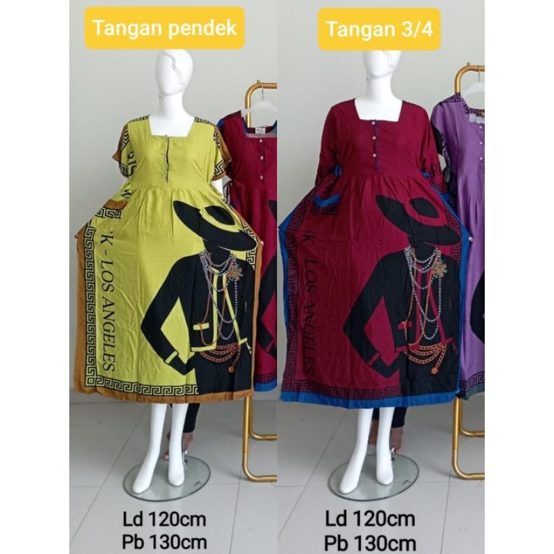 DASTER BATIK LONGDRESS KARTIKA MODEL TANGAN PENDEK DAN TANGAN 3/4
