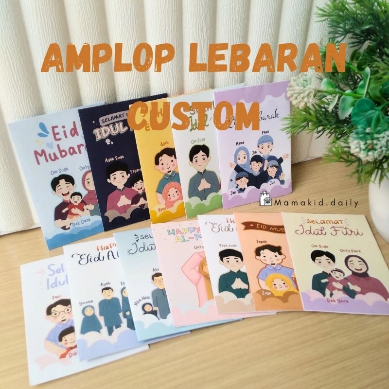 

(ISI 15 PCS) AMPLOP LEBARAN CUSTOM NAMA ANGPAU THR LUCU UNIK
