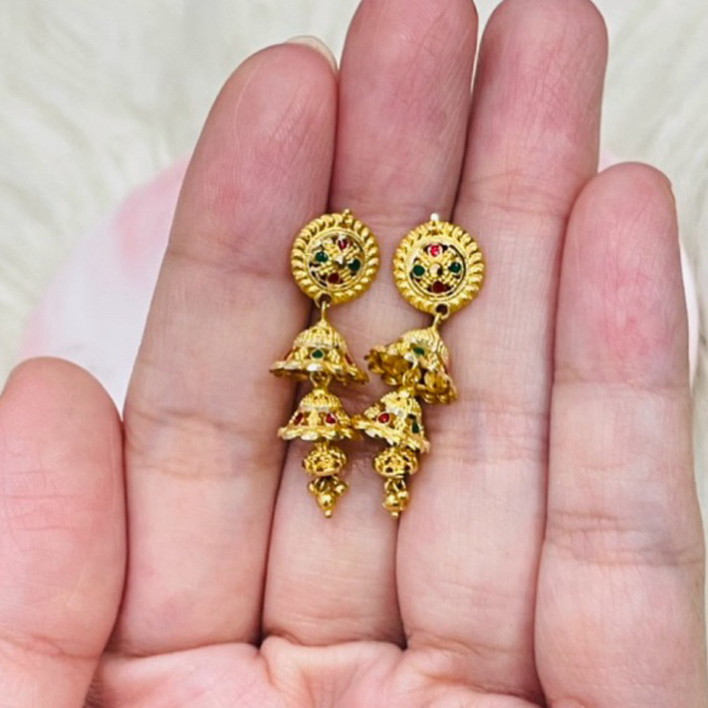 anting giwang kerawang susun motif dubai cantik elegant emas asli kadar 700