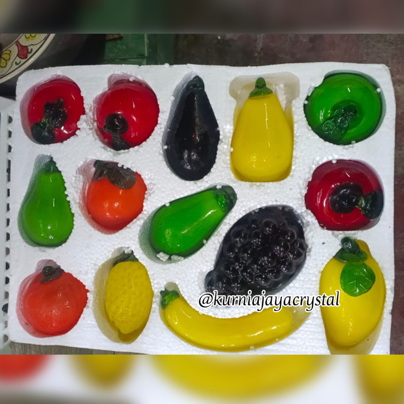 Buah kristal 1 set isi 14 pcs/ Buah Kristal Super mewah / Buah Kaca