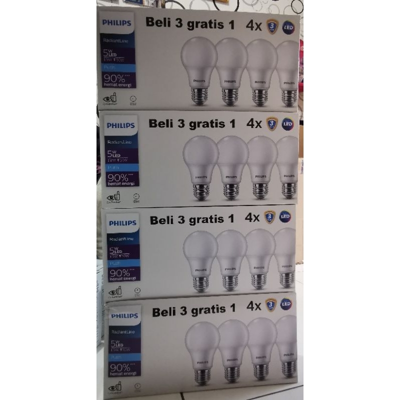 lampu philips 5 watt 1 pack isi 4 lampu