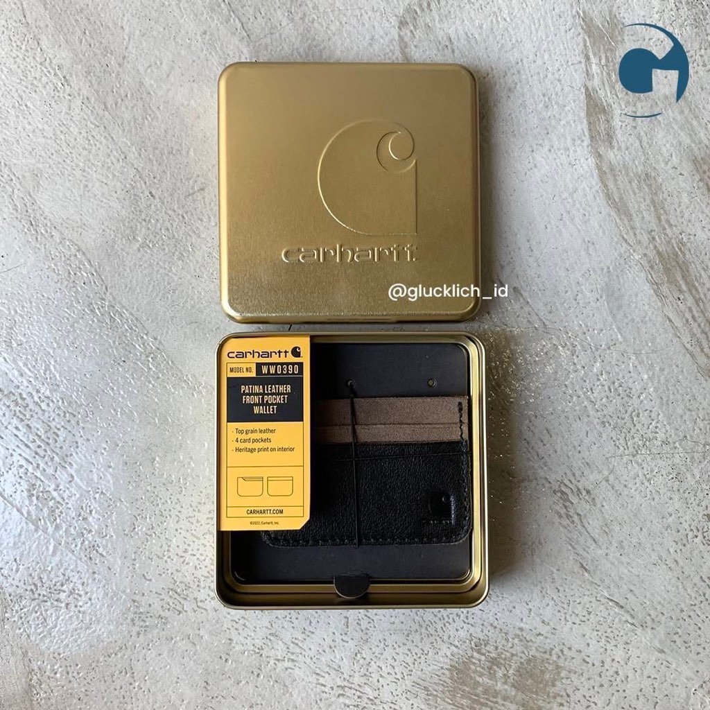 Carhartt, Patina Leather Front Pocket Wallet in Black