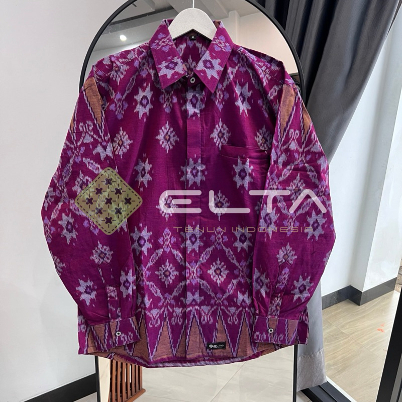 Kemeja slim fit tenun endek bali baju kantor seragam guru kondangan formal non formal