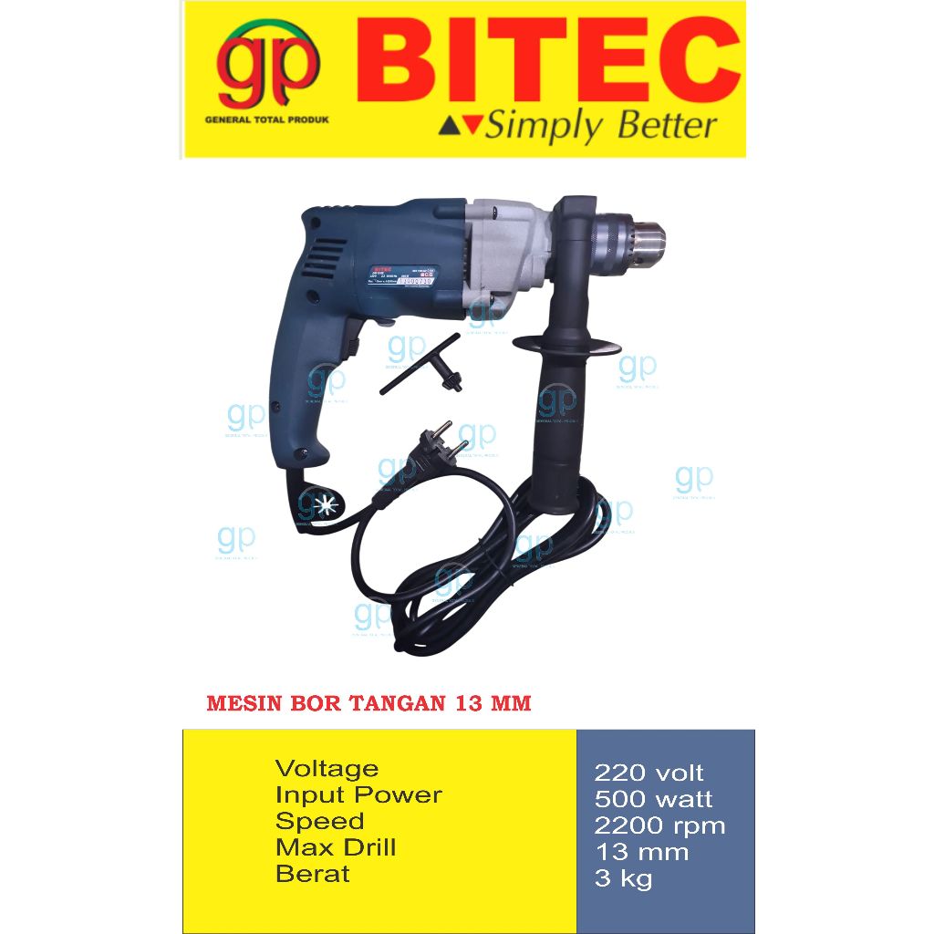 Bor tangan bitec dm 13 re, drill bitec dm 13 re