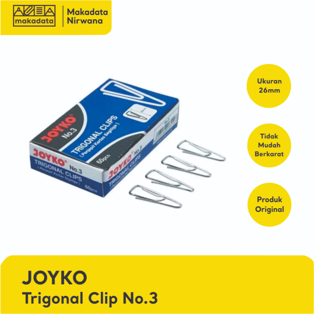 

JOYKO TRIGONAL CLIP/KLIP PENJEPIT KERTAS NO.3 (1 PCS)