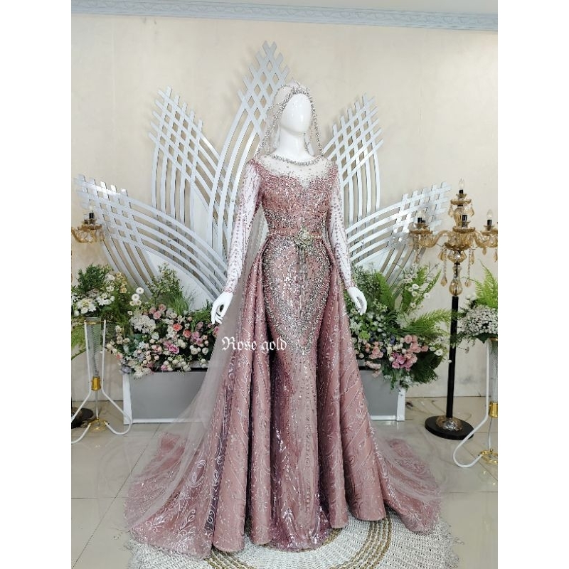 GAUN WEDDING SLIM DRESS BEREKOR | BAJU PENGANTIN MEWAH |GAUN PENGANTIN PAYET/BAJU PENGANTIN MUSLIMAH
