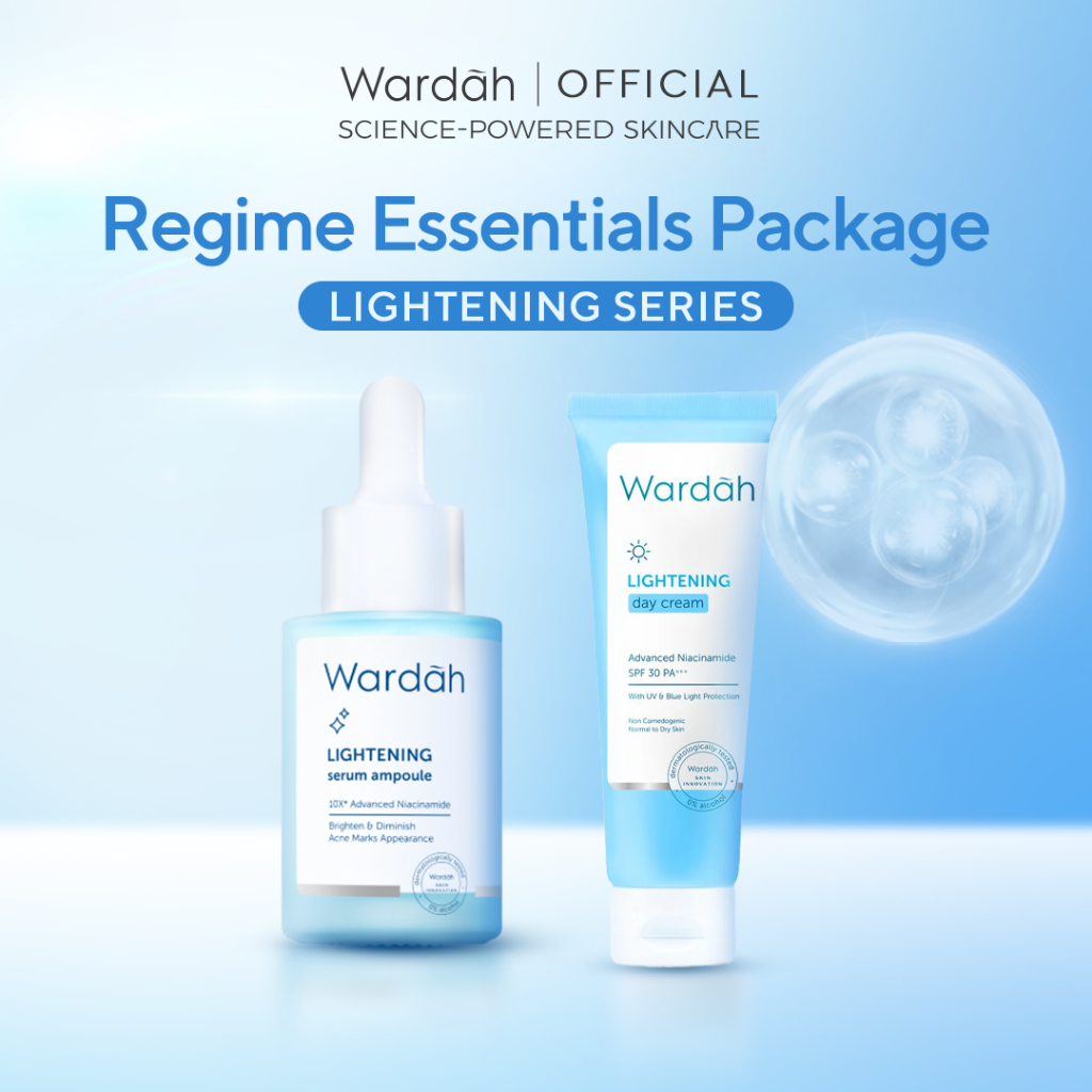WARDAH Lightening Paket Serum Ampoule 30 ml + Day Cream Advanced Niacinamide 20 mL