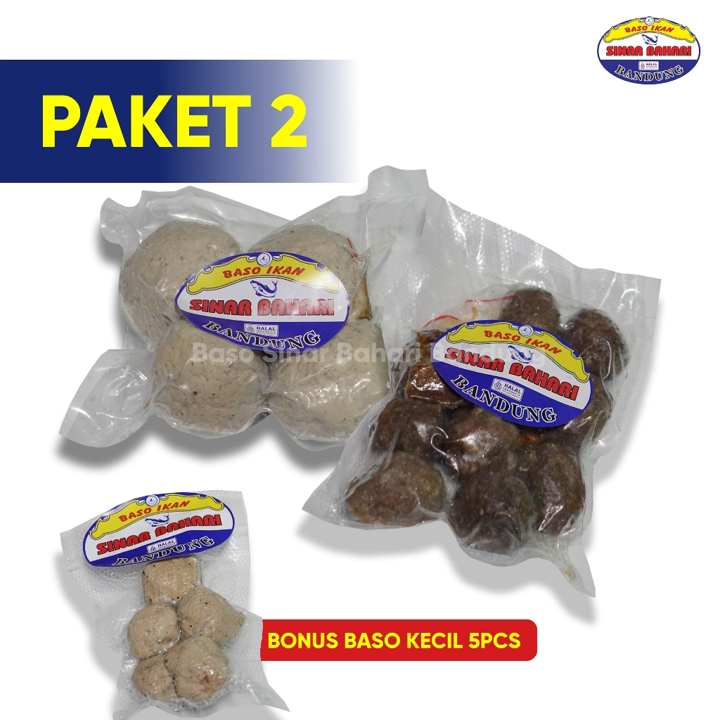 

Baso / Bakso Ikan Sinar Bahari Paket 2 (4pcs Baso Besar + 10pcs Baso Hitam + 5pcs Baso Kecil)
