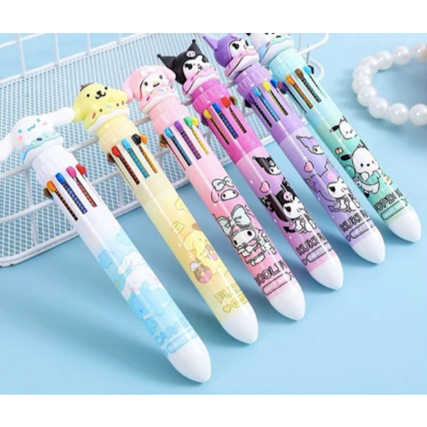 

FAMILY TOYS - Pena Sanrio 6 Warna Kuromi Melody Cinnamorol Pocacho Pompurin