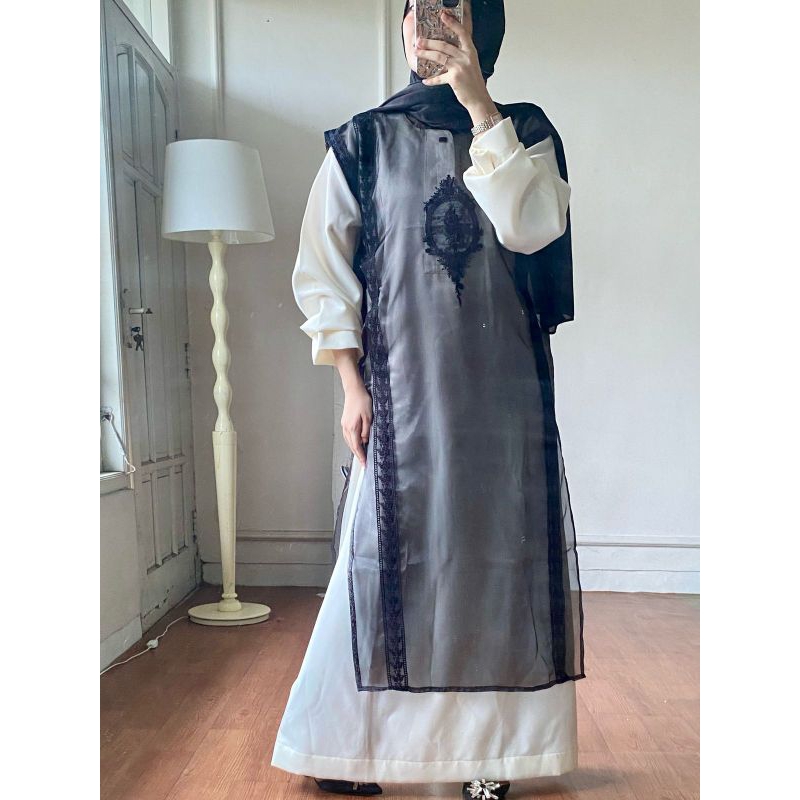 Outer Organza Hitam Bordir